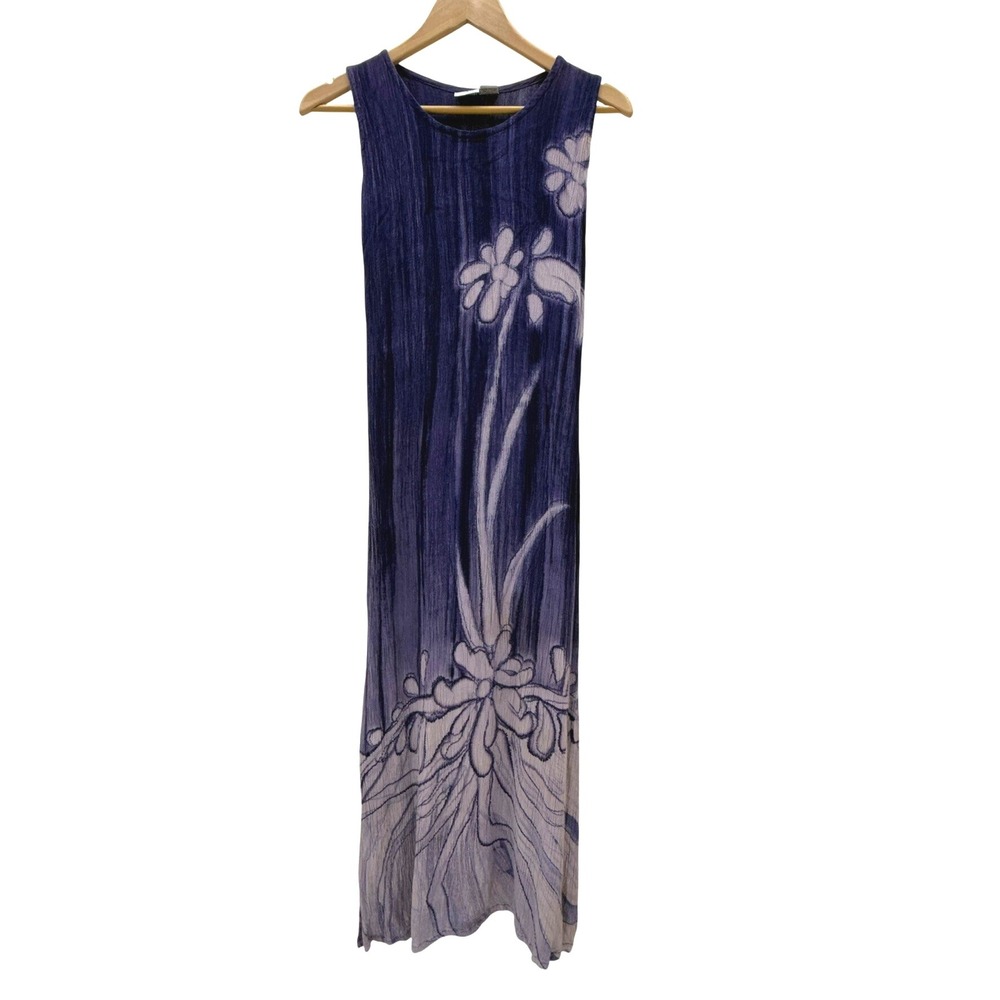 Bayou Wear Maxi Dress  Purple Floral Casual Summer‎ L Boho Chic Beach Vacation